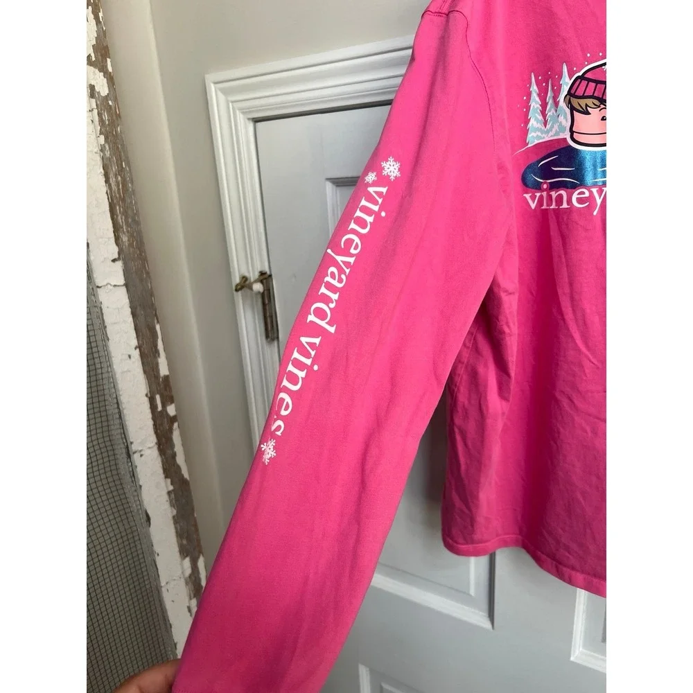 Vineyard vines Girls' Foil Skating Whale‎ Long-Sleeve Pocket Tee XL